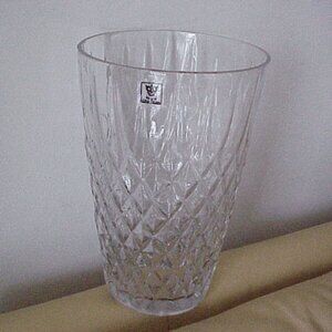 VTG Royal Art Glass Vase 10" Tall x 6.25" Wide New with Tag Clear Pressed Heavy